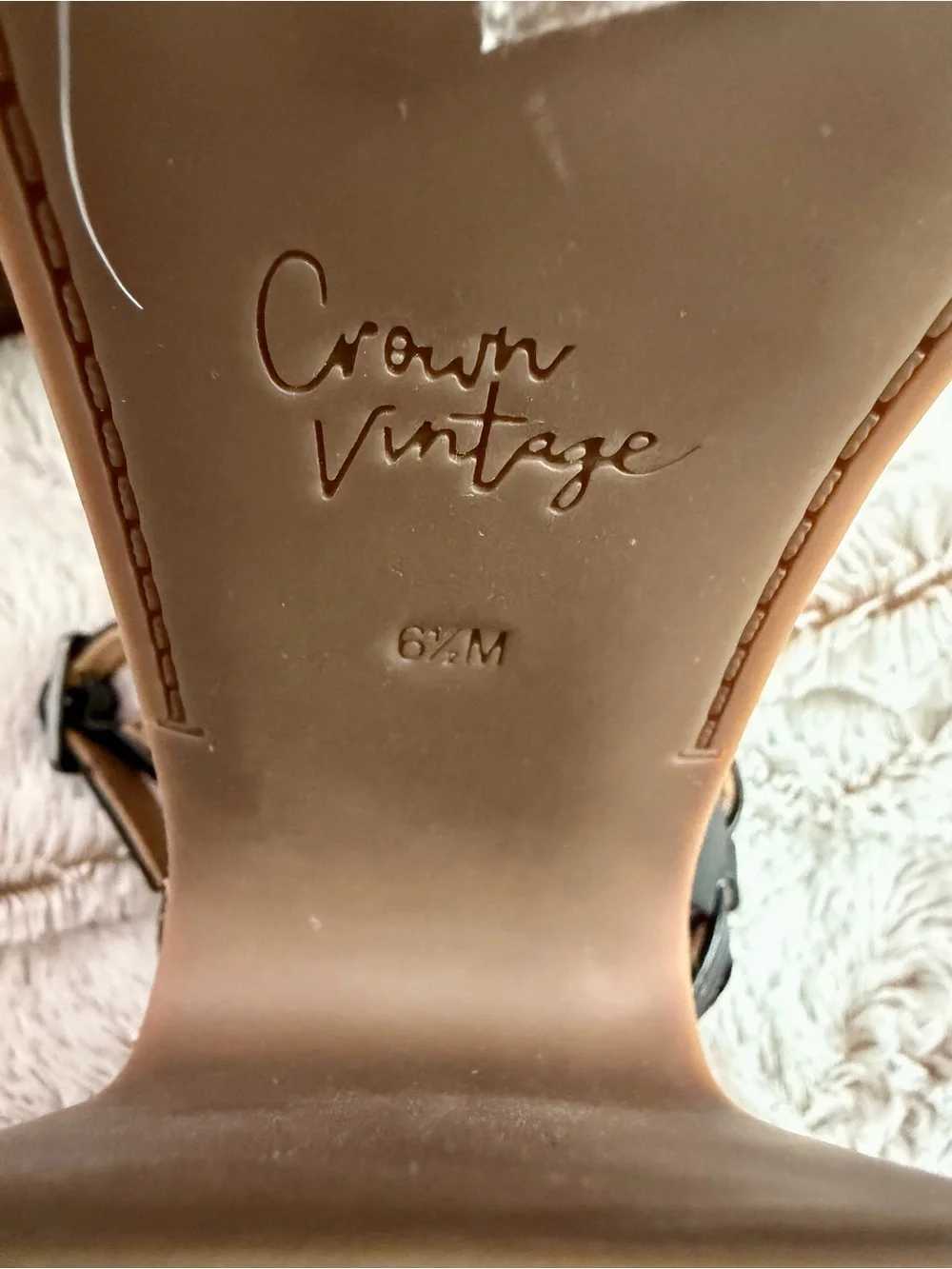 Crown Vintage Black Strappy Cork Platform Heels